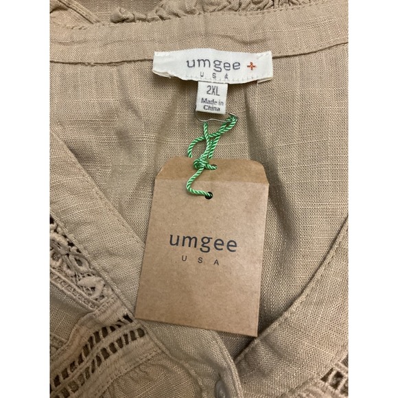 Umgee USA Boho Lace Trimmed Tiered Button Front Maxi Dress Beige 2XL - Picture 8 of 9